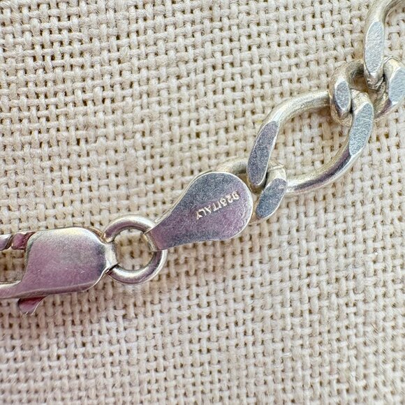 VTG Solid Sterling Silver 925 Figaro Link Chain Necklace Size 18" Length - Picture 6 of 13